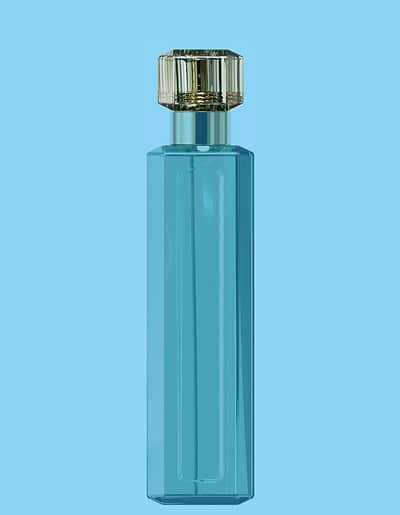 Perfume bottle colour render blue wash - front