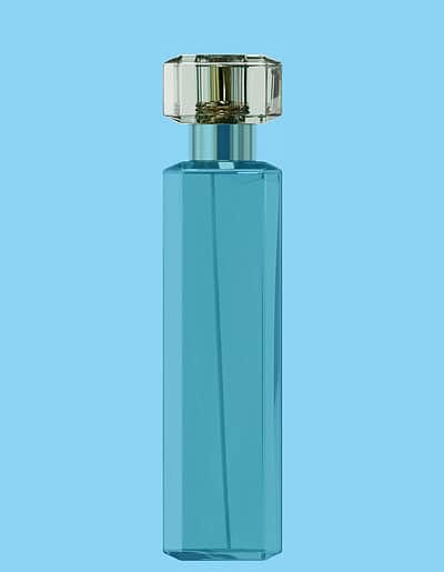 Perfume bottle colour render blue wash - side